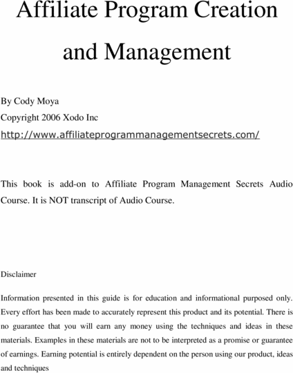 Product picture Affiliate Program Creation And Management