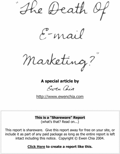 Product picture The Death Of Email Marketing - Ewen Chia